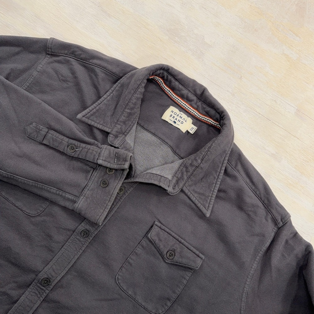 The Normal Brand Shirt Knit Button Down XXL Long Sleeve Gray Mens